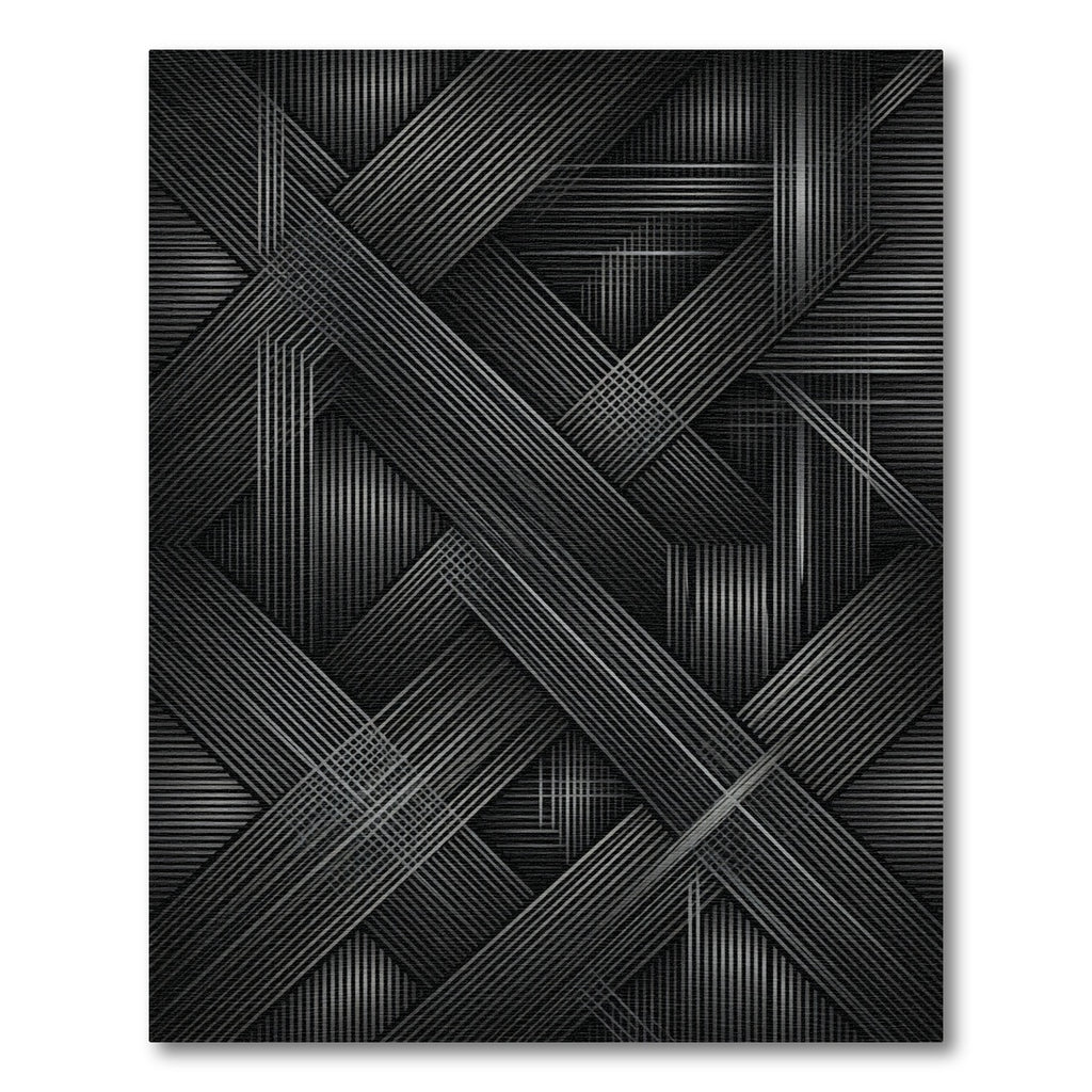 Modern Black Intersecting Lines Rug