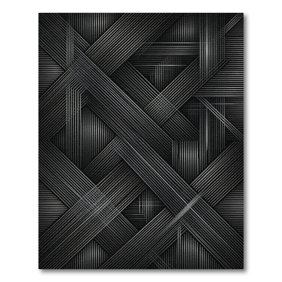 Modern Black Intersecting Lines Rug