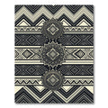 Modern Monochrome Geometric Aztec Medallion Rug