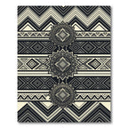 Modern Monochrome Geometric Aztec Medallion Rug