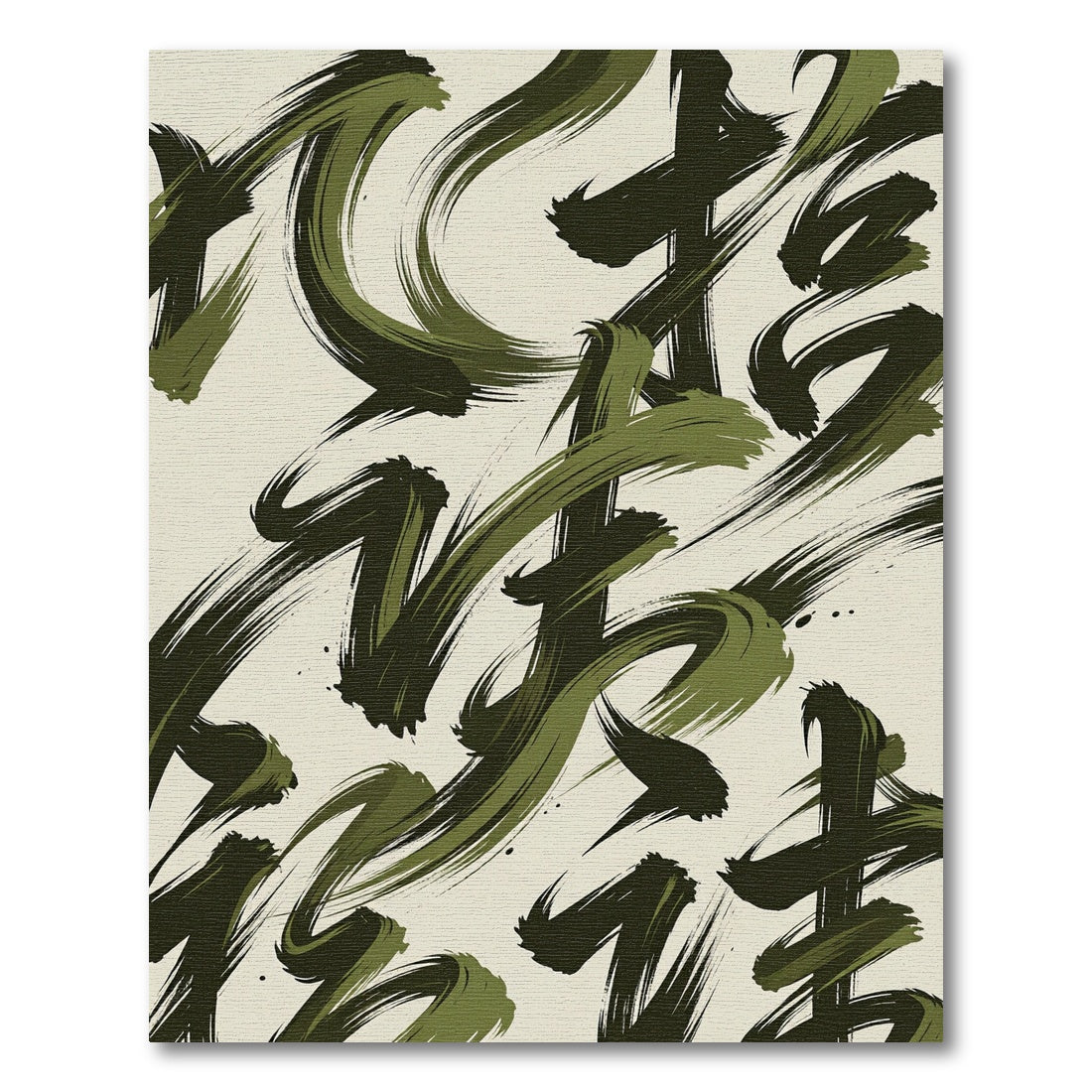 Abstract Olive Brushstrokes Rug