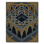 Isometric Golden Lattice Gray Archway Rug