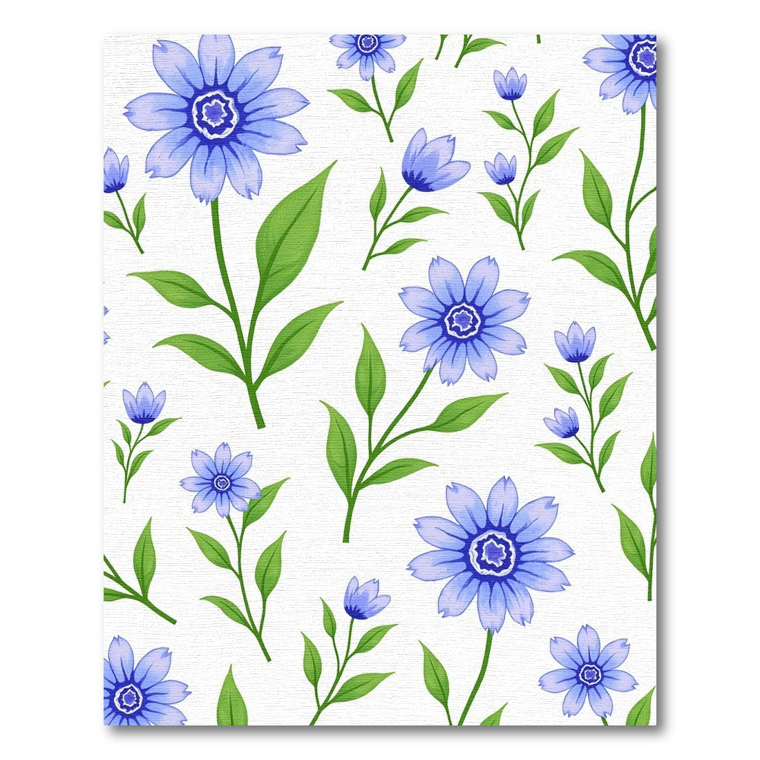 Delicate Blue Floral Stem Composition Rug