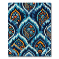 Deep Blue Orange Floral Paisley Ikat Rug