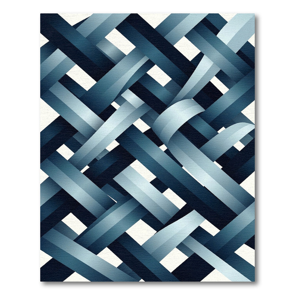 Modern Slate Blue Interwoven Ribbon Rug