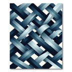 Modern Slate Blue Interwoven Ribbon Rug