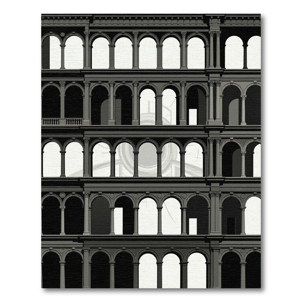 Monochromatic Arched Gallery Architecture Rug