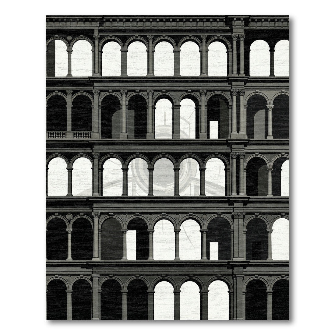 Monochromatic Arched Gallery Architecture Rug