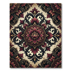 Gothic Velvet Crimson Floral Medallion Rug
