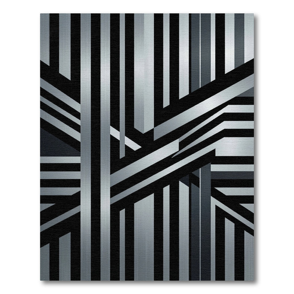 Monochrome Geometric Linear Metal Abstract Rug