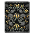 Black Golden Honeysuckle Floral Vine Rug