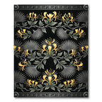 Black Golden Honeysuckle Floral Vine Rug