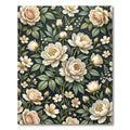 Creamy Floral Bouquet on Dark Background Rug