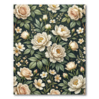 Creamy Floral Bouquet on Dark Background Rug