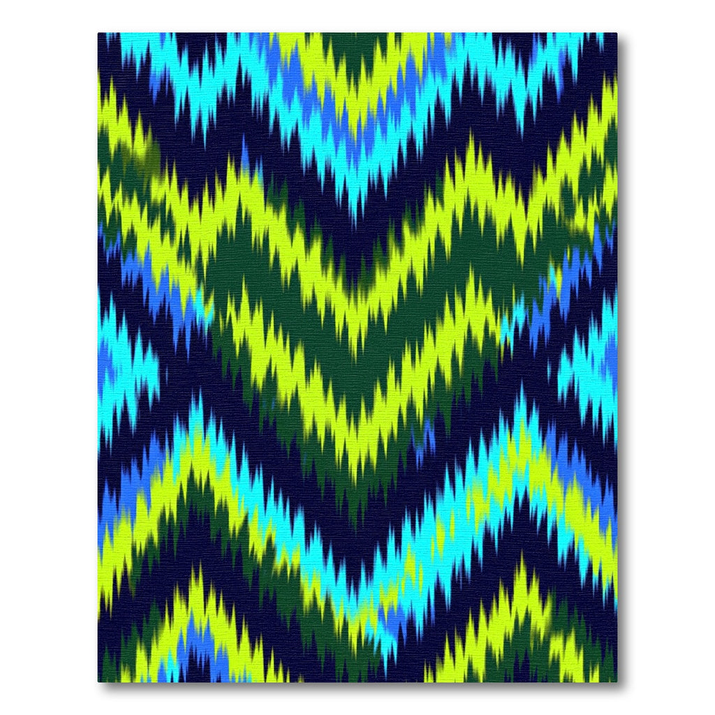Vibrant Electric Lime Blue Zigzag Rug