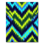 Vibrant Electric Lime Blue Zigzag Rug