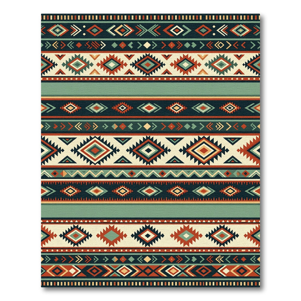 Tribal Diamond Geometric Terracotta Teal Rug