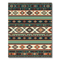 Tribal Diamond Geometric Terracotta Teal Rug