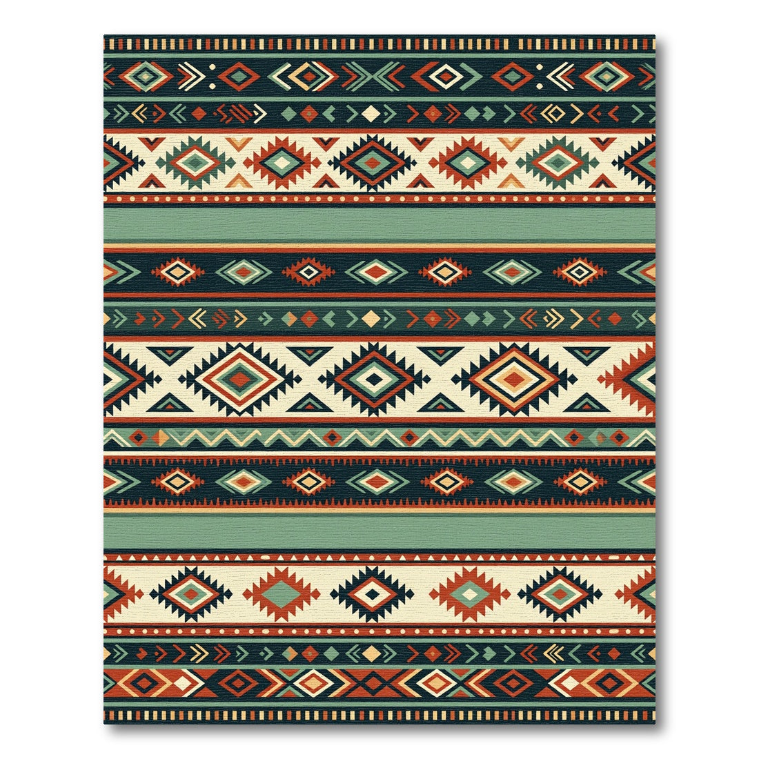 Tribal Diamond Geometric Terracotta Teal Rug