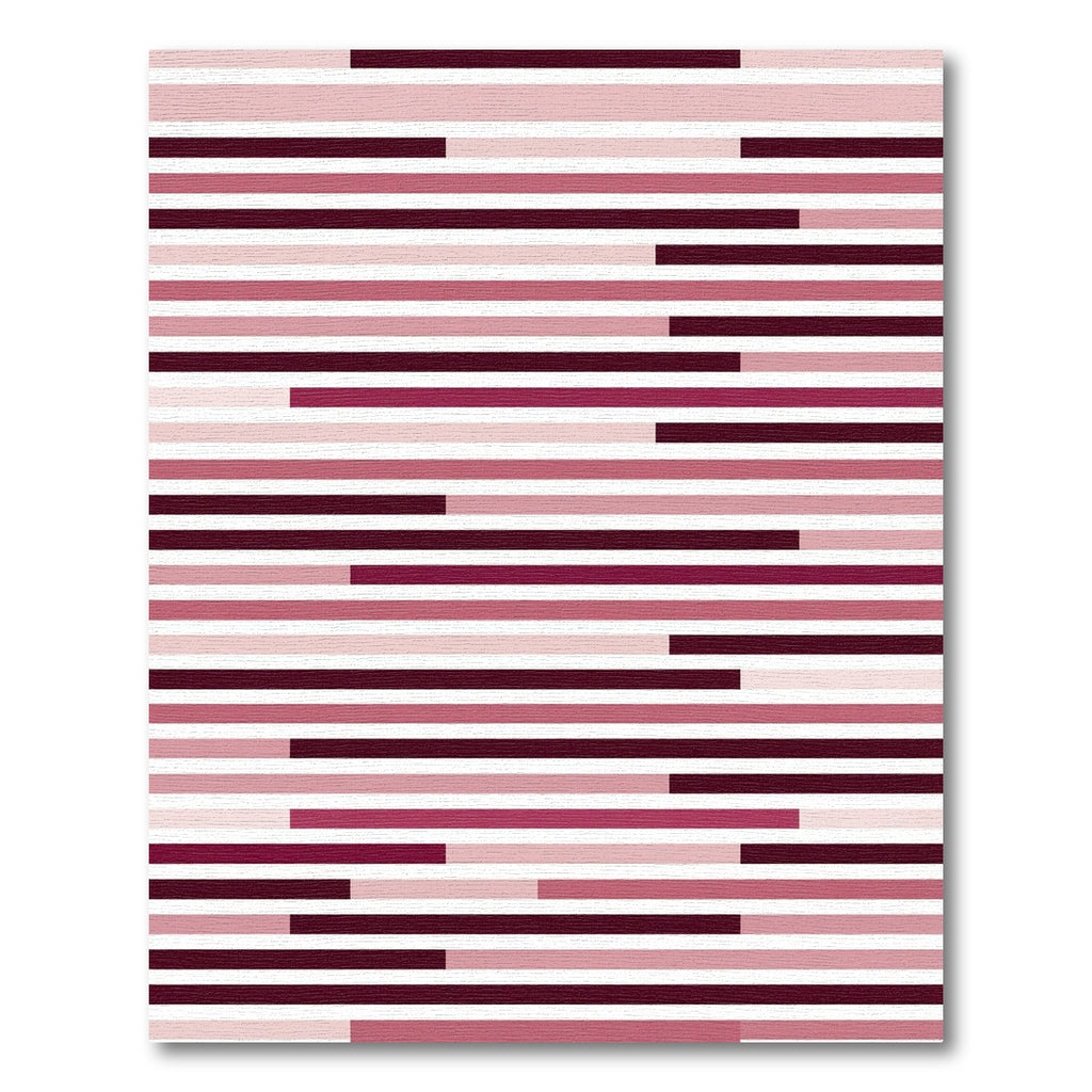 Modern Pink and Burgundy Striped Art Rug