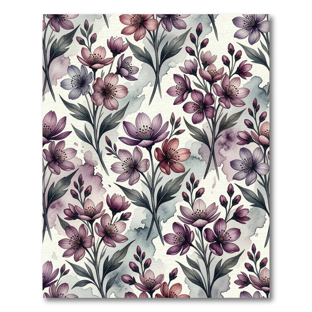 Muted Floral Botanical Watercolor Rug