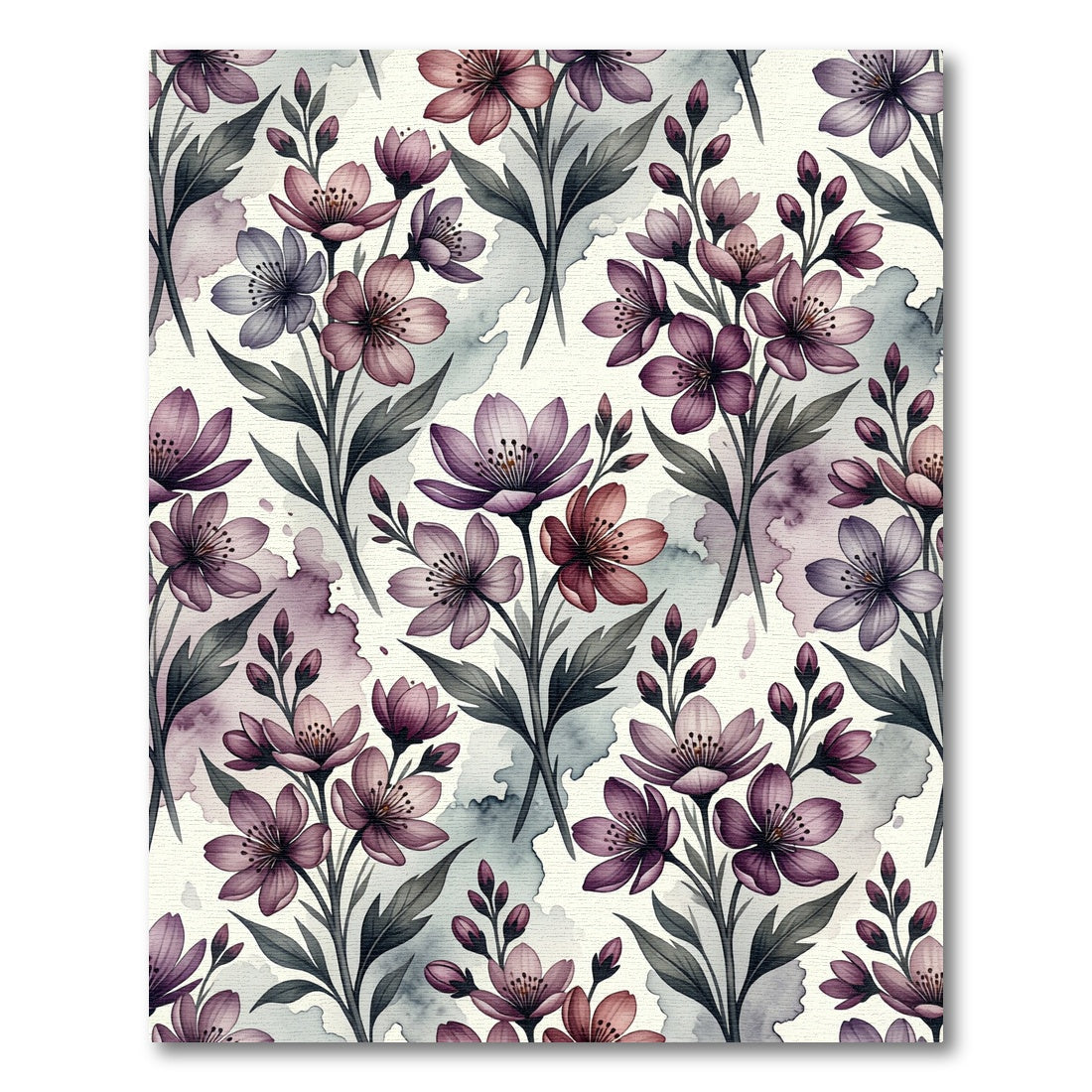 Muted Floral Botanical Watercolor Rug