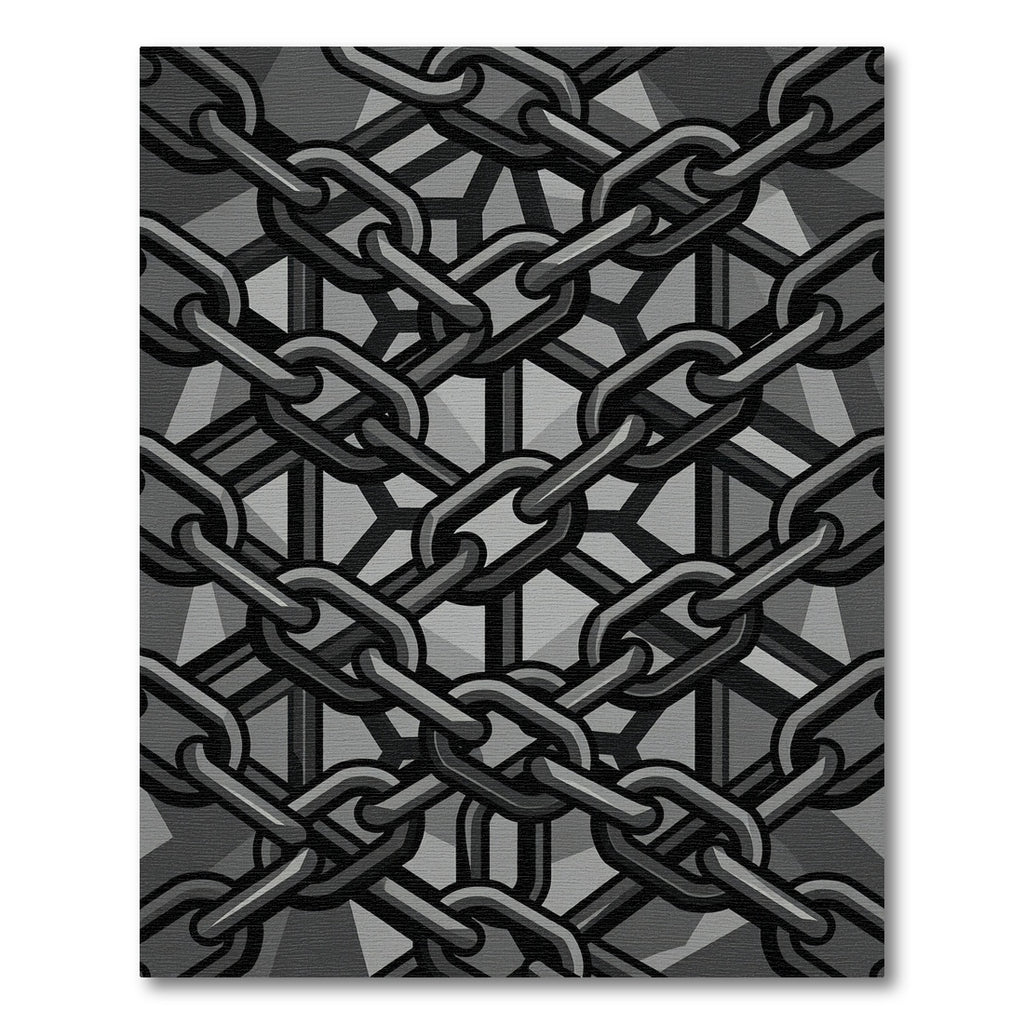 Industrial Silver Chain Link Geometric Rug