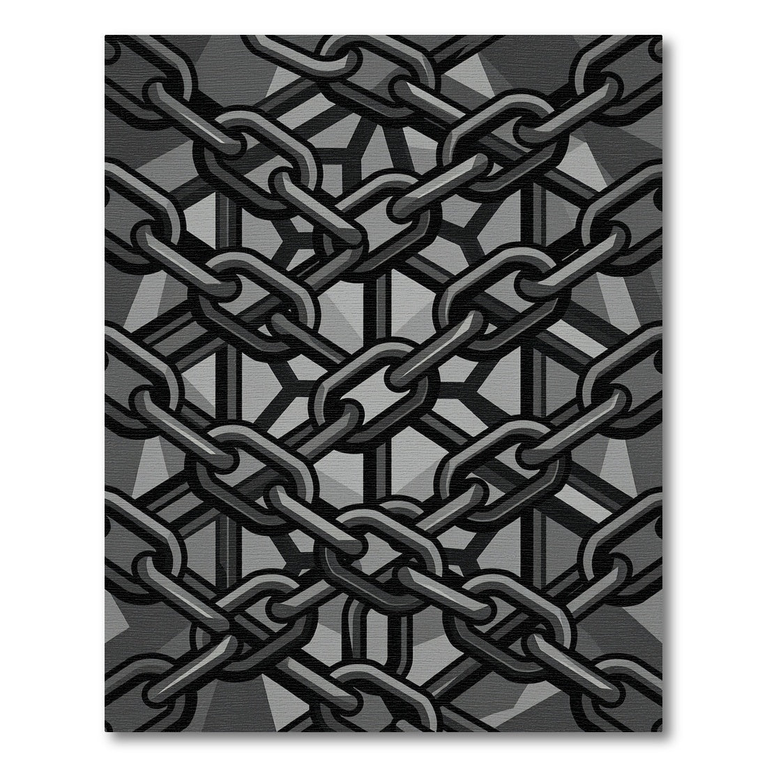 Industrial Silver Chain Link Geometric Rug