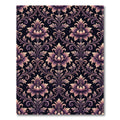 Elegant Damask Floral Mauve Black Wallpaper Rug