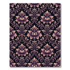 Elegant Damask Floral Mauve Black Wallpaper Rug