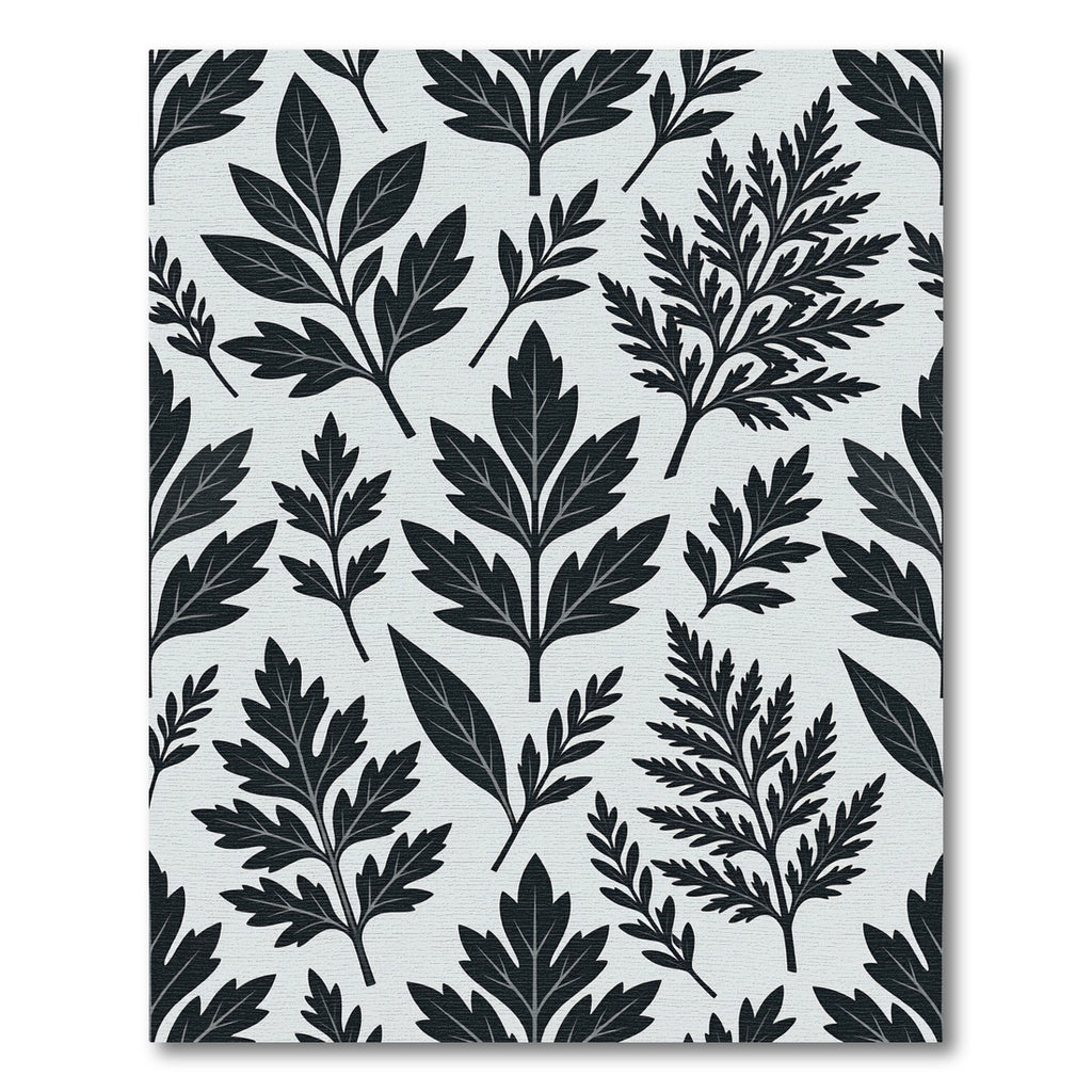 Monochromatic Botanical Leaf Willow Rug