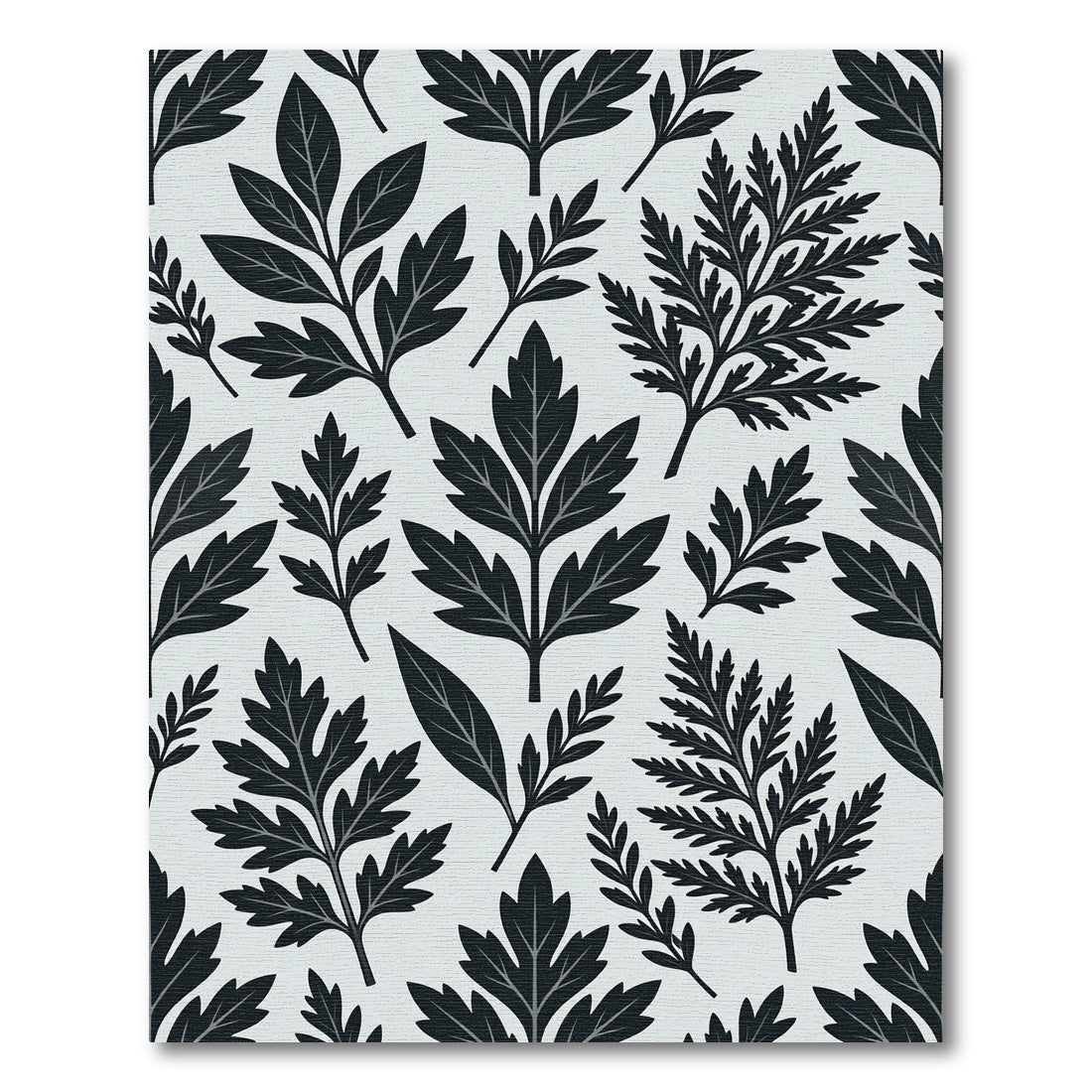 Monochromatic Botanical Leaf Willow Rug