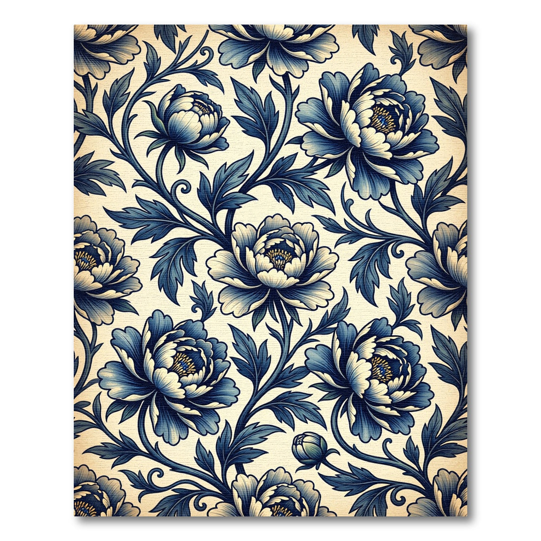 Classic Blue White Floral Vine Rug