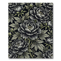 Monochromatic Botanical Peony Charcoal Floral Rug