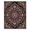 Deep Crimson Floral Medallion Rug