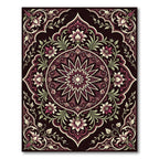 Deep Crimson Floral Medallion Rug
