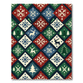 Festive Nordic Diamond Snowflake Reindeer Rug