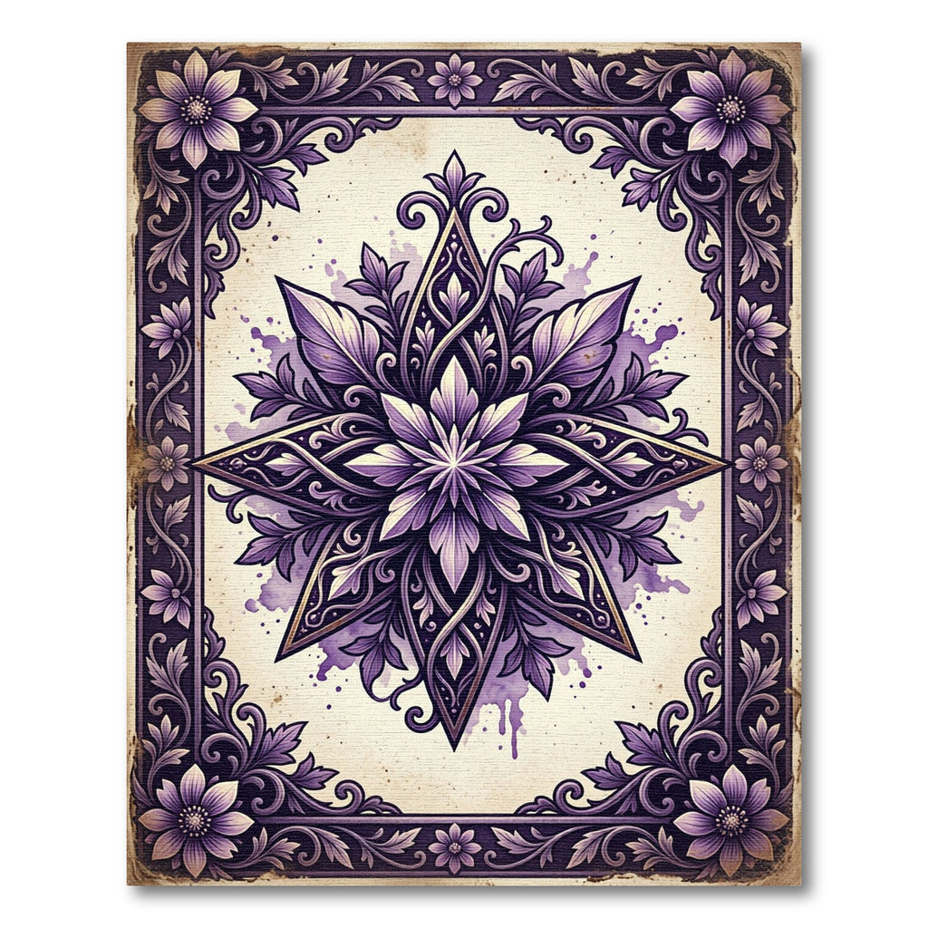 Elegant Purple Floral Star Medallion Rug