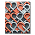 Interlocking Peach and Gray Heart Rug