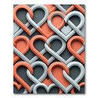 Interlocking Peach and Gray Heart Rug