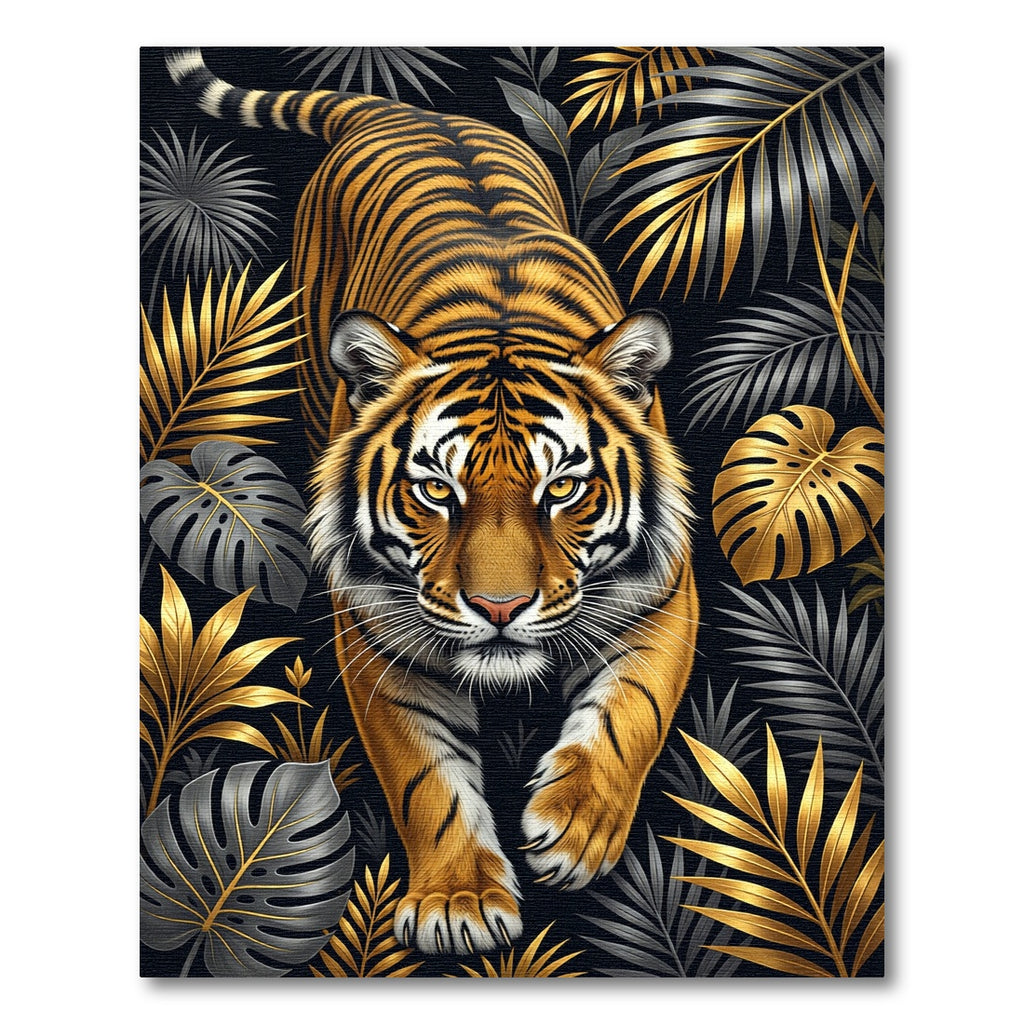 Golden Tiger Tropical Jungle Foliage Rug