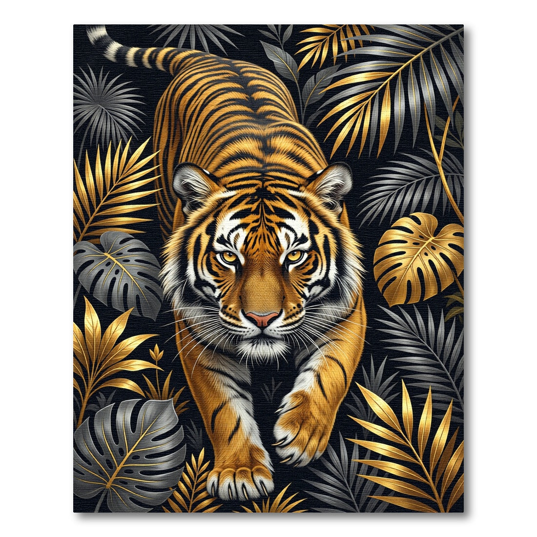 Golden Tiger Tropical Jungle Foliage Rug