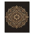 Elegant Gold Floral Mandala Scroll Rug