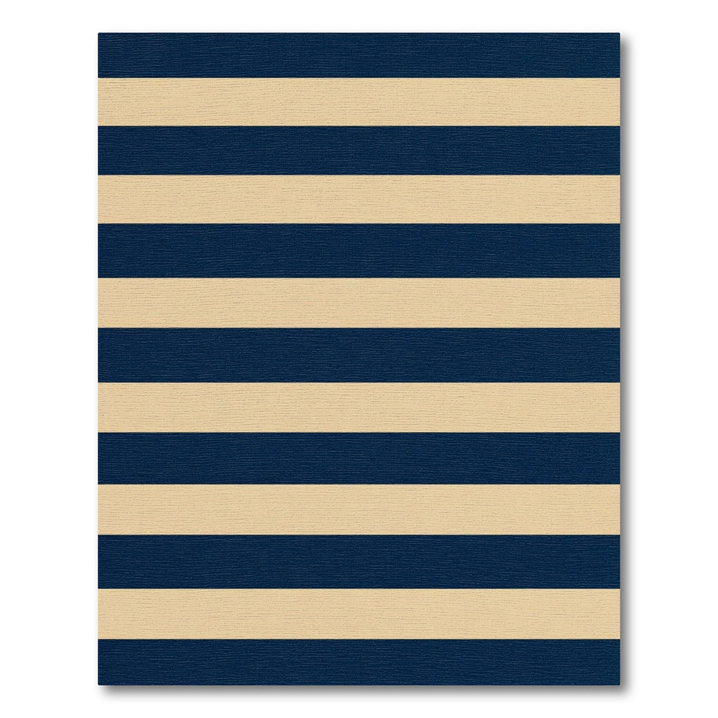 Classic Navy and Beige Horizontal Stripe Rug