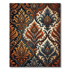 Dark Amber Damask Floral Scroll Rug
