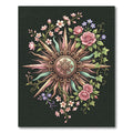 Ornate Vintage Floral Sunburst Medallion Rug