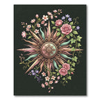 Ornate Vintage Floral Sunburst Medallion Rug