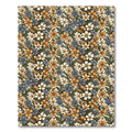 Golden Blue White Floral Garland Rug