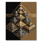 Geometric Golden Black Abstract Pyramid Rug
