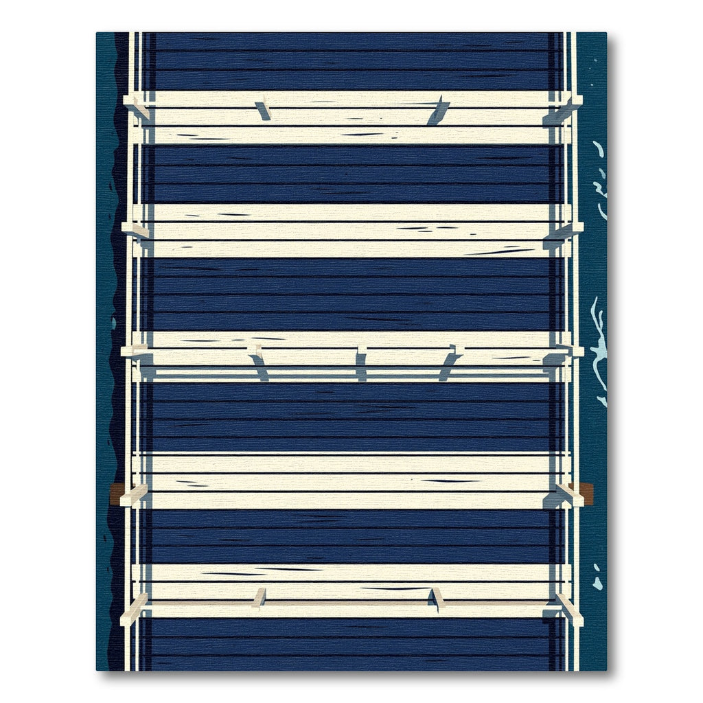 Modern Navy Blue Horizontal Stripe Rug